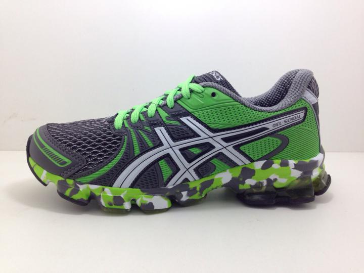 Tênis:Asics Sendai 2 grafite/verde R$279,90  EM ATÉ10 VEZES SEM JUROS