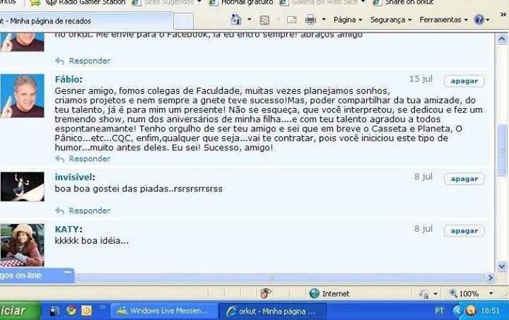Scrap de Fábio Câmara, um eximio,exemplo e referência profissional em TV, Teatro e mídias em Geral, se referindo A MEU TRABALHO.